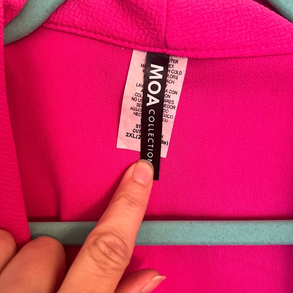 WOMEN'S PLUS SIZE 2XL LIGHTWEIGHT OPEN FRONT SOLID Hot Pink BLAZER JACKET - Picture 3 of 4
